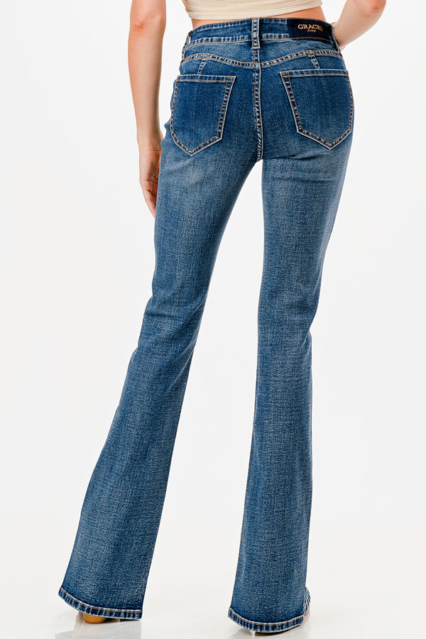 Seam Center Mid Rise Bootcut Jeans