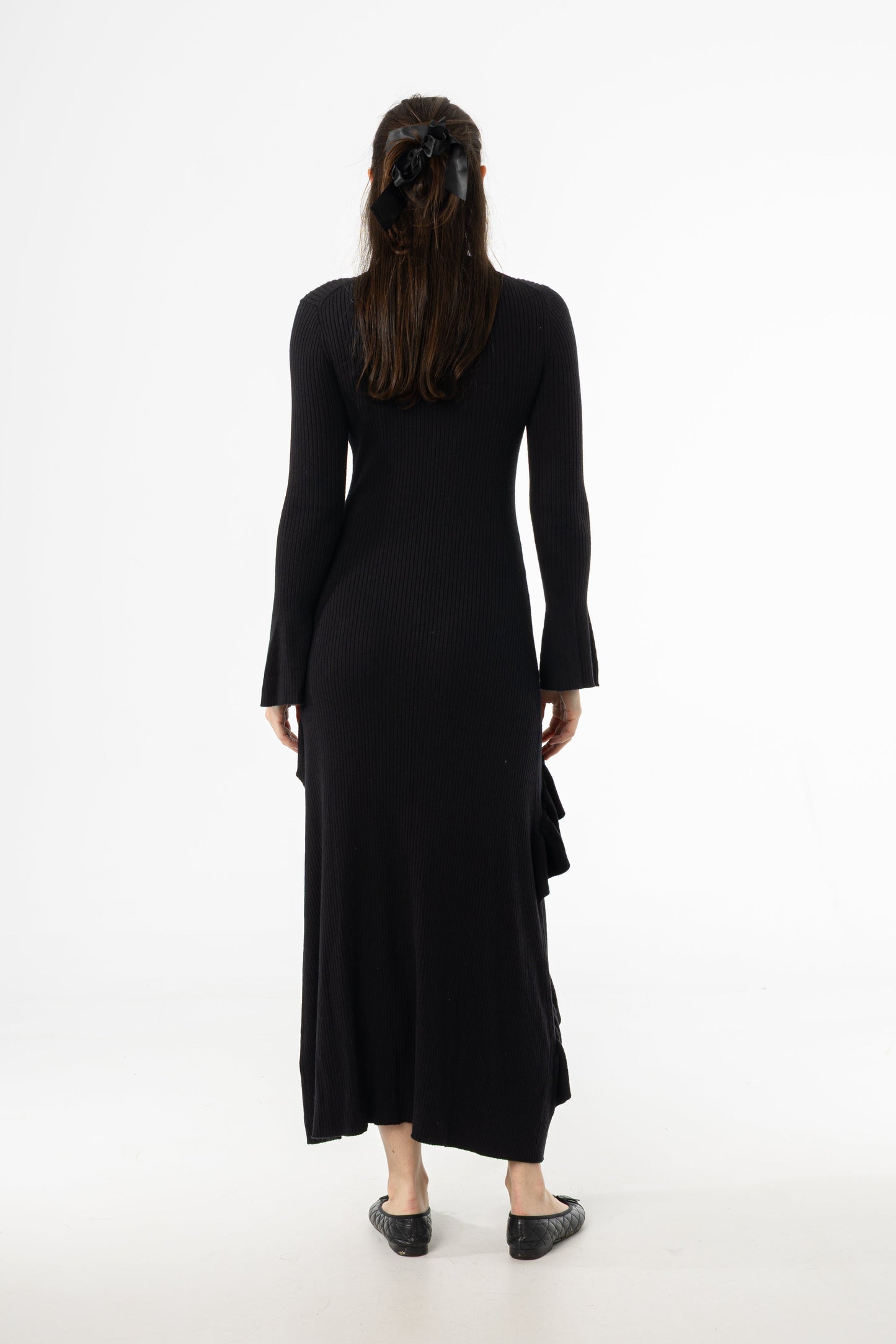 Black Ruffle Knit Dress