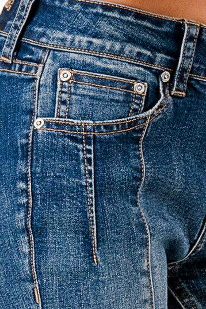 Seam Center Mid Rise Bootcut  Jeans