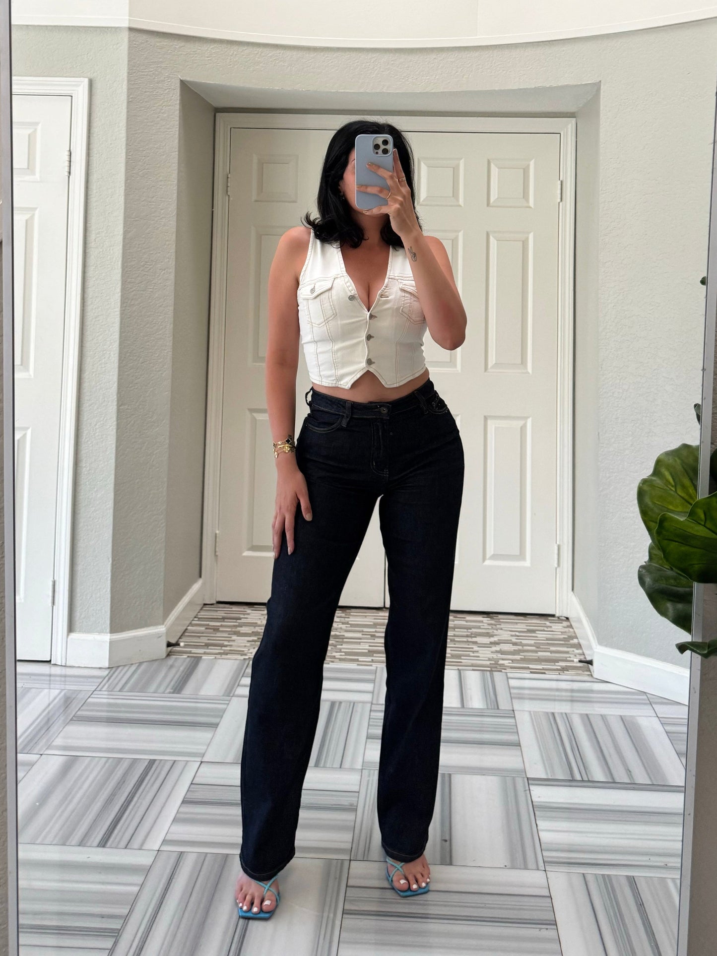 Esme Wide Leg Jeans (Dark Denim)