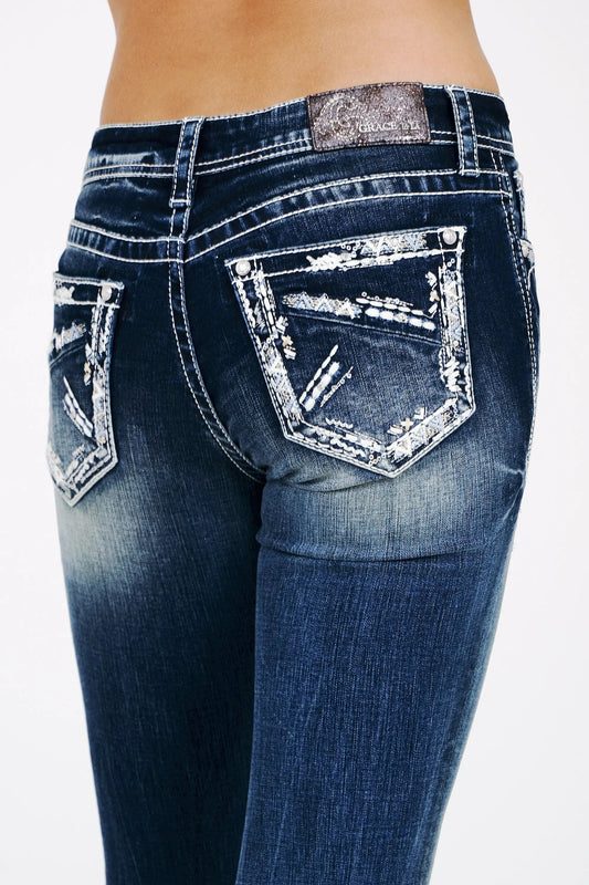 Heavy Stitches Embroidered Mid Rise Bootcut Jeans