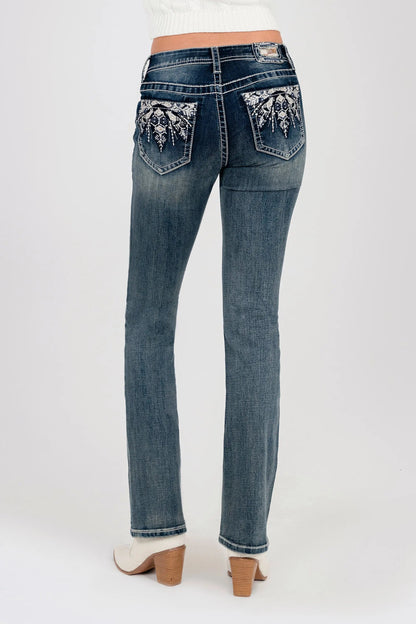 Western Feathers Mid Rise Embellished Women's Bootcut Jeans